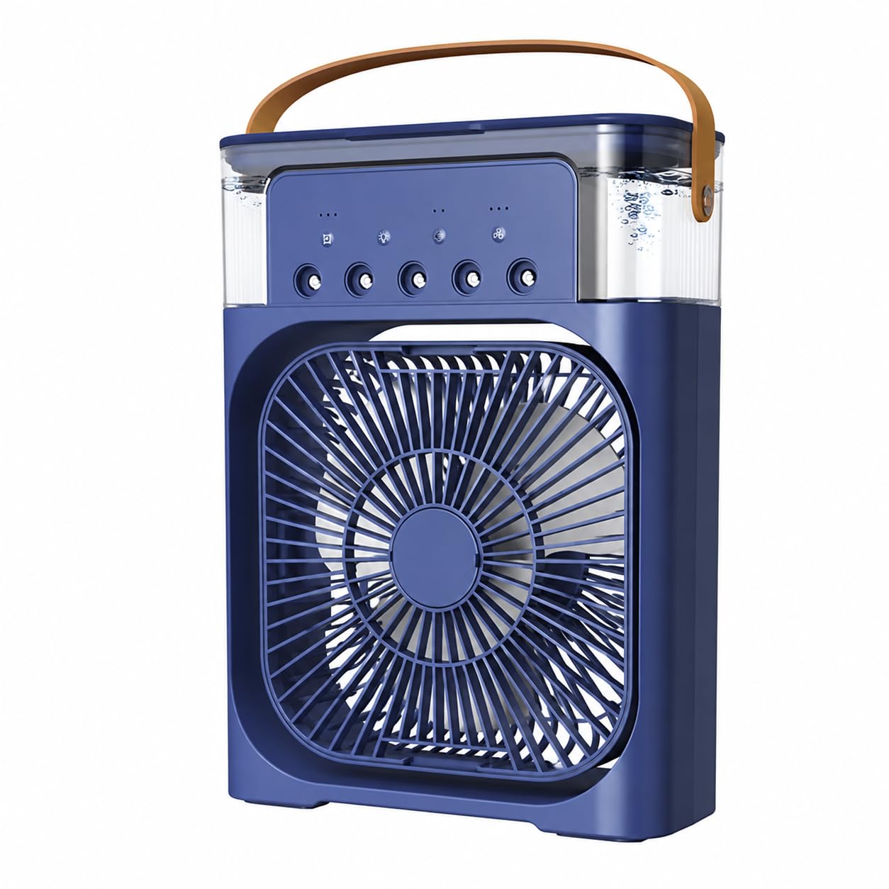drumstone luxurious 5 years warranty 7-color led portable air cooler 4-in-1 mini ac fan with humidifier, air cooler & night light | 600ml water tank | usb rechargeable | blue