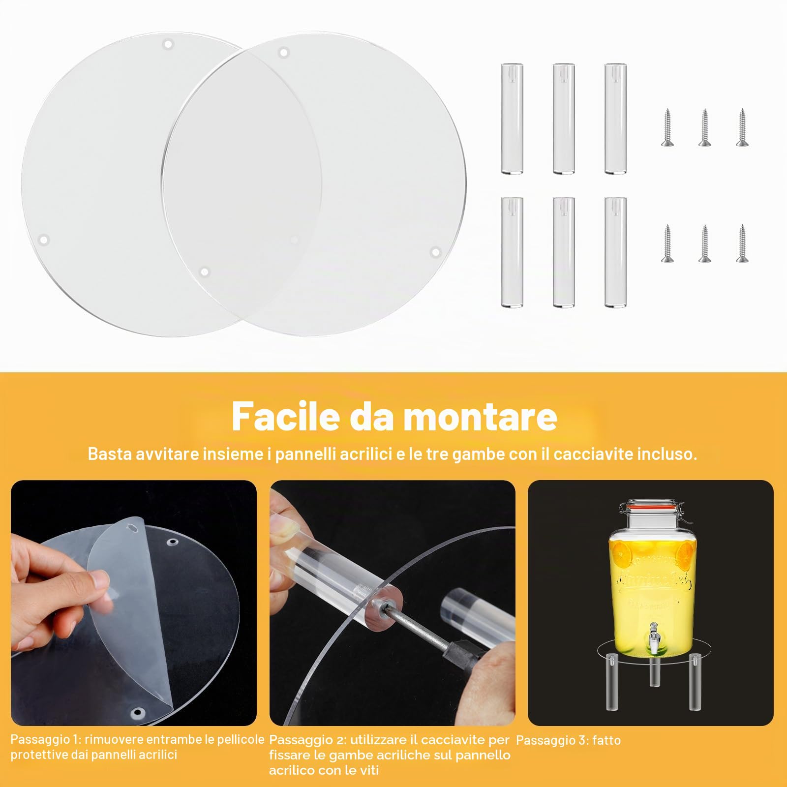 2 supporti per dispenser di bevande, in acrilico, per un massimo di 19 cm, dispenser di bevande in vetro, per casa, feste, bar, vino, succo, tè, limonata (solo supporto)