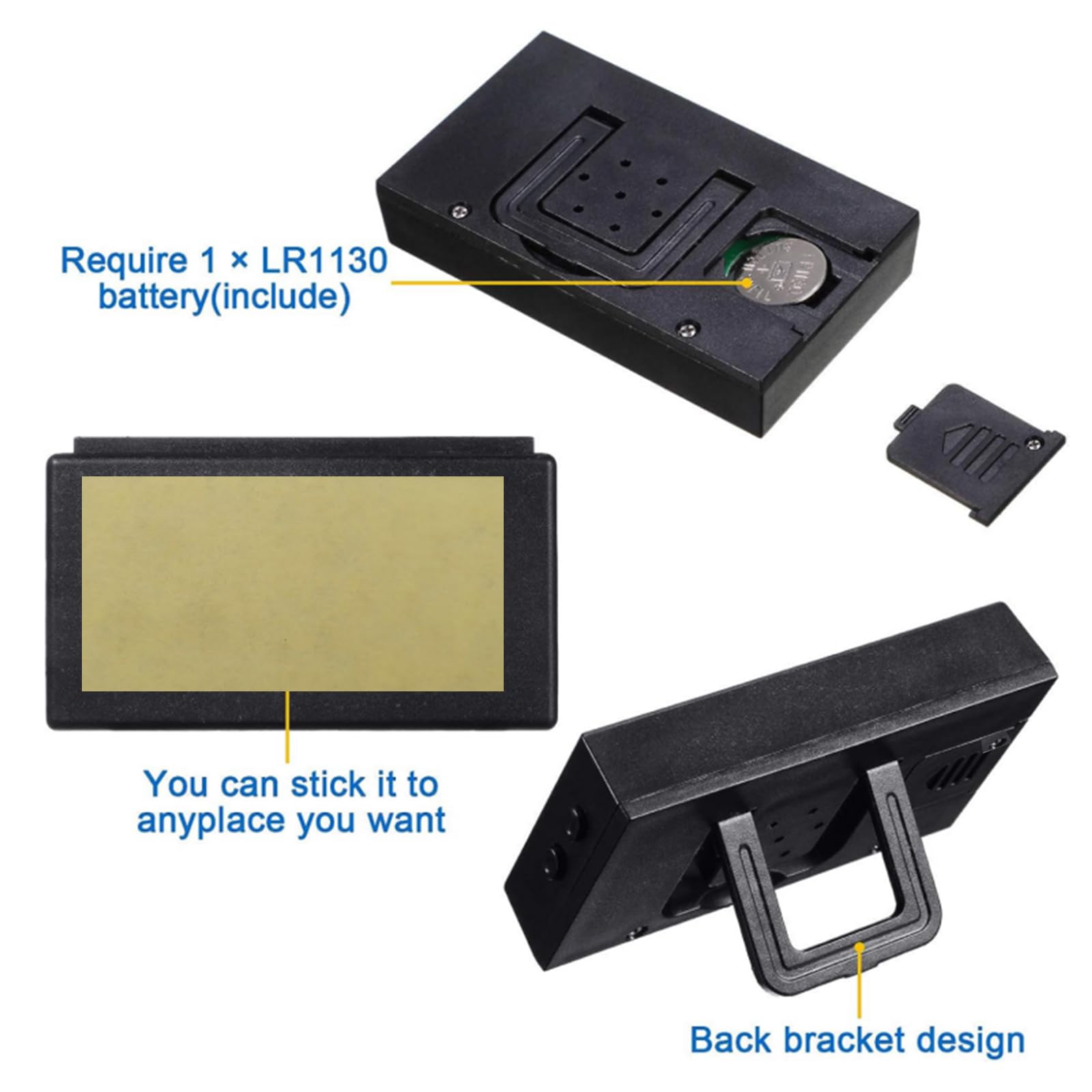 Shudyear Small Digital Clock with Jumbo LCD Time Day Display Mini Automotive Small Digital Clock Battery Operated for — view 4