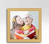 Vista 4 de Marco de fotos de madera real dorada de 5 x 5 pulgadas de ancho de 1.25 pulgadas Profundidad del marco interior de 0.75 pulgadas Fremont Gold