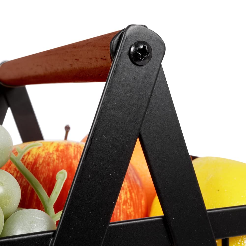 Cesto Portafrutta E Verdura In Metallo Nero Vilde, Con Manici E Design Industriale – 32x20x13,5 Cm - 2