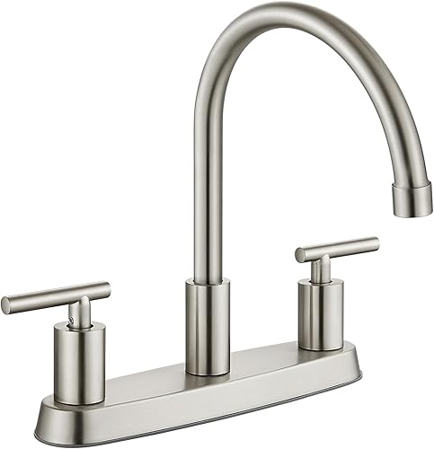 Grifos de cocina para fregadero de 3 agujeros, arco alto con boquilla giratoria de 360, grifo de fregadero de cocina de 2 manijas de 8 pulgadas con