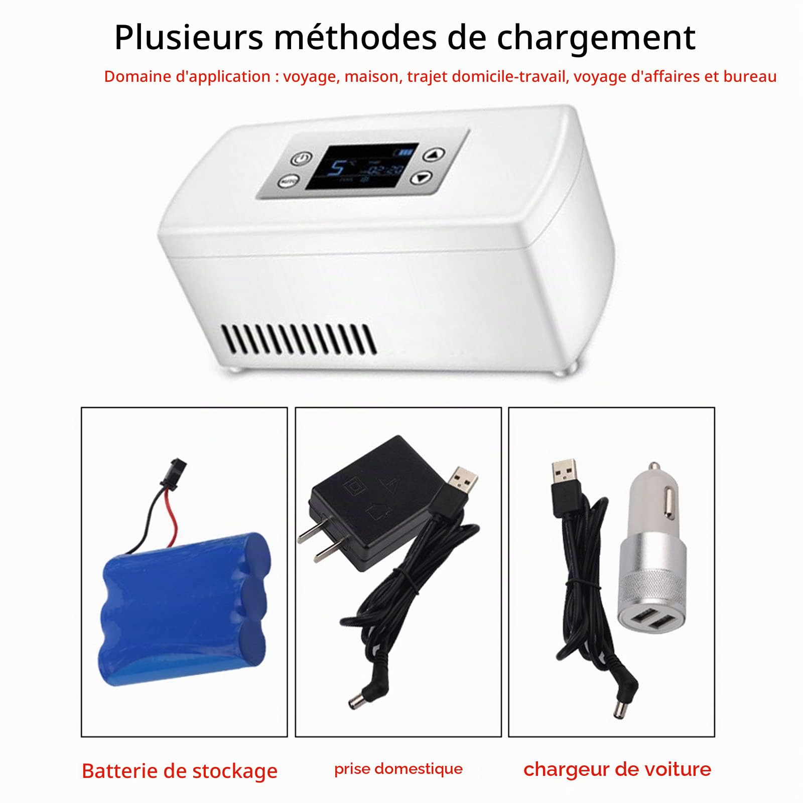 Mini Frigo USB Mini Frigo Medical Mini Réfrigérateur De Voiture Réfrigérateur à Insuline Boîte à Insuline Portable Écran LCD Petite Valise à Pharmacie 2-8℃,B-Dualbattery