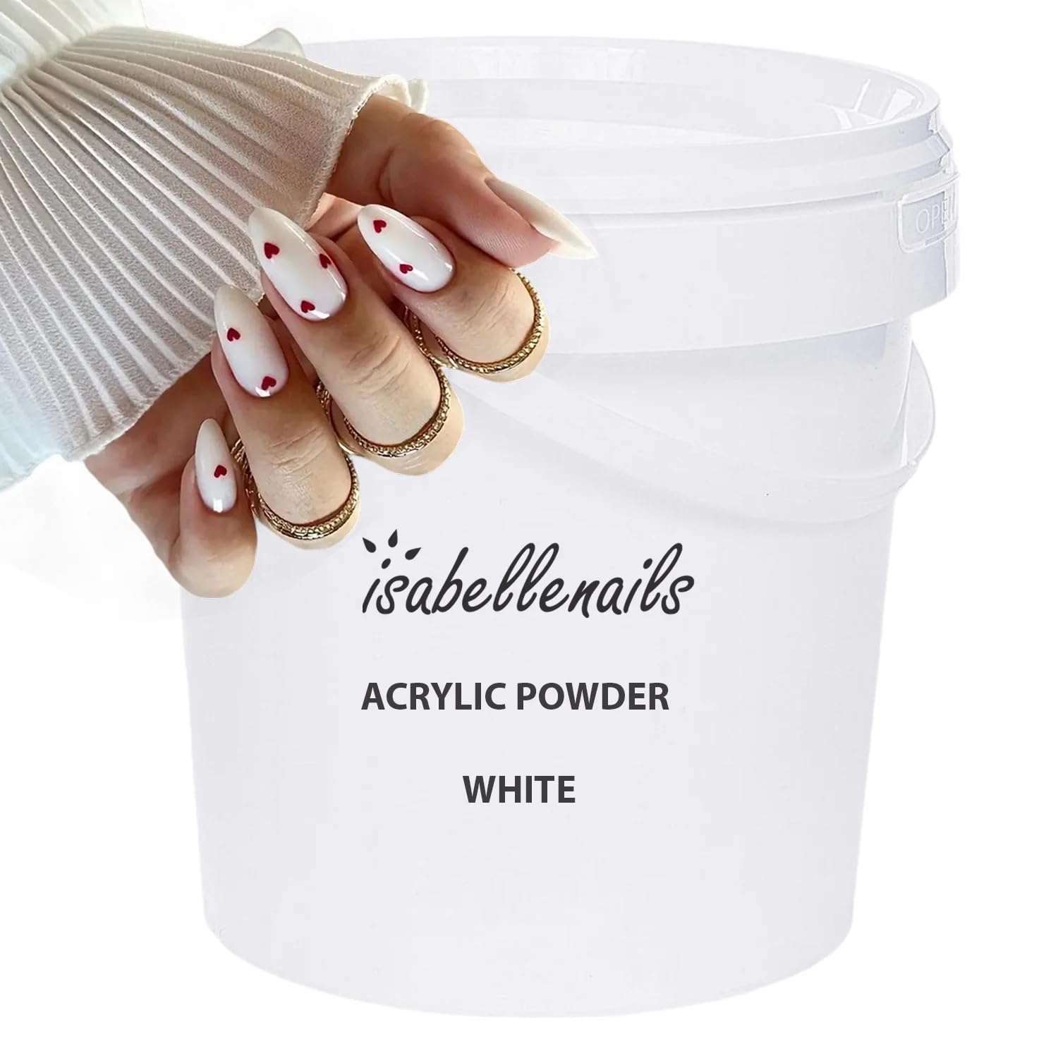 Isabellenails Polvere acrilica per unghie – Polvere acrilica professionale per unghie estensione acrilico unghie (bianco, 1 litro)