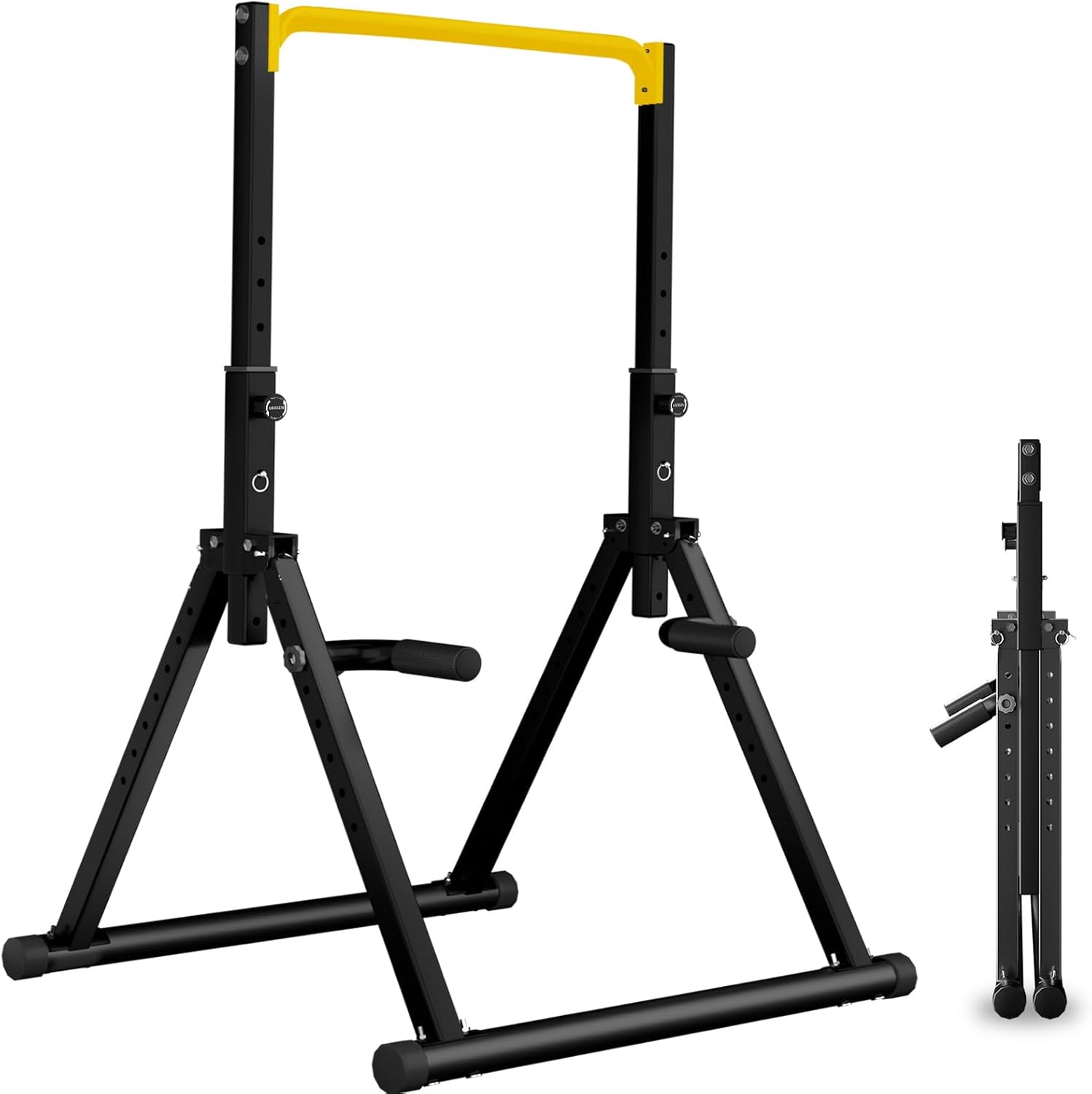 Product image of DOBESTS Foldable Power Tower Pull Up Bar Dip Station Adjustable Multifunction Workout Pull Up Tower Station Gym Strength Training Equipment for Home Outdoor, Triangular Legs, Support 700lbs