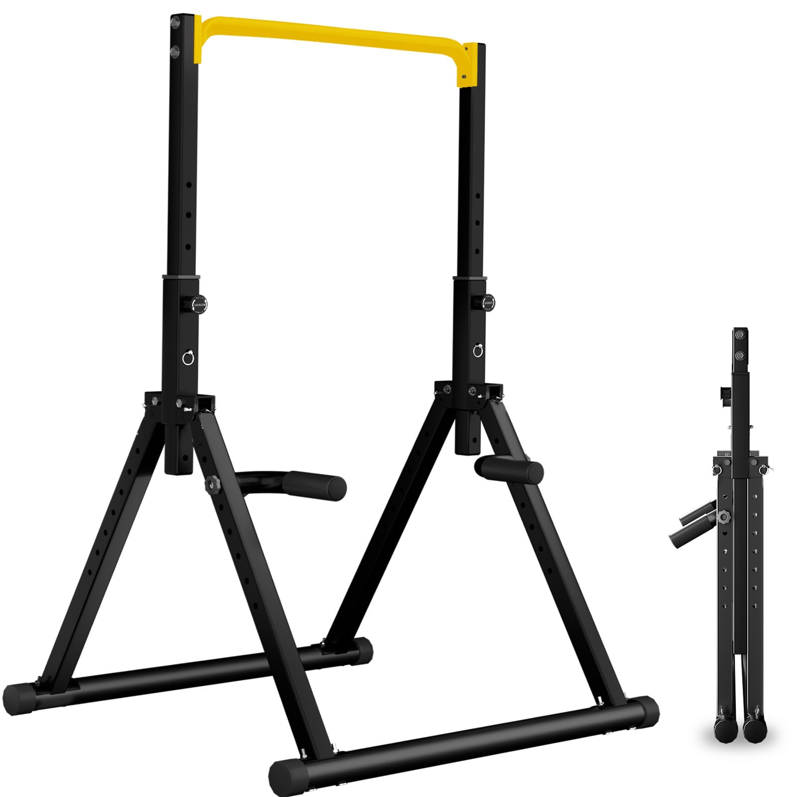 DOBESTS Power Tower Dip Station,Pieghevole Barra per trazioni autoportante，Regolabile MultifunKtional Pull Up Station Attrezzi Palestra Casa,Attrezzatura per Allenamento della Forza,Gambe Triangolari