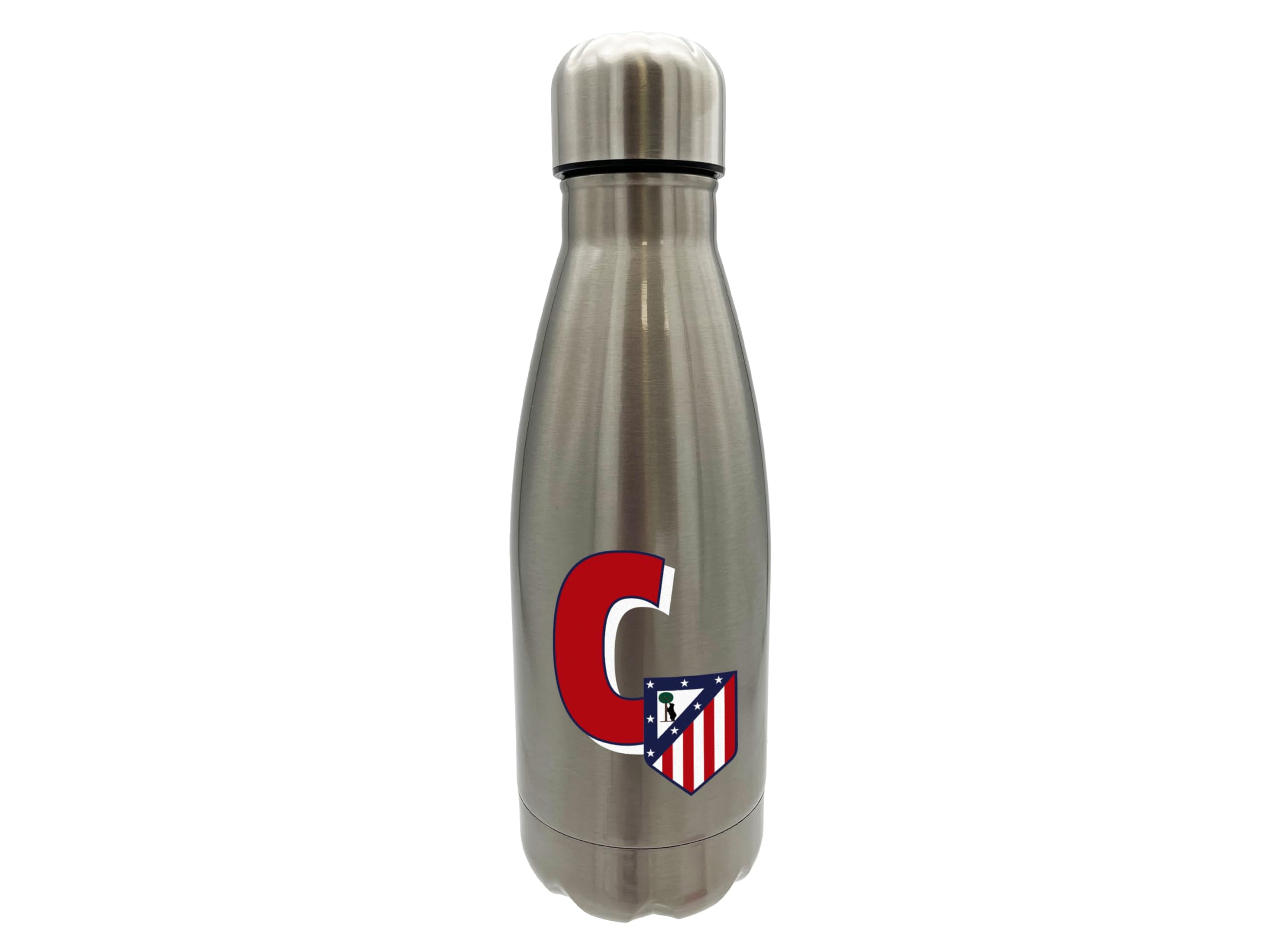 Atlético de Madrid Stainless Steel Water Bottle, Airtight Seal with Letter A in Red, 550 ml, Metallic Colour, Official Product (CyP