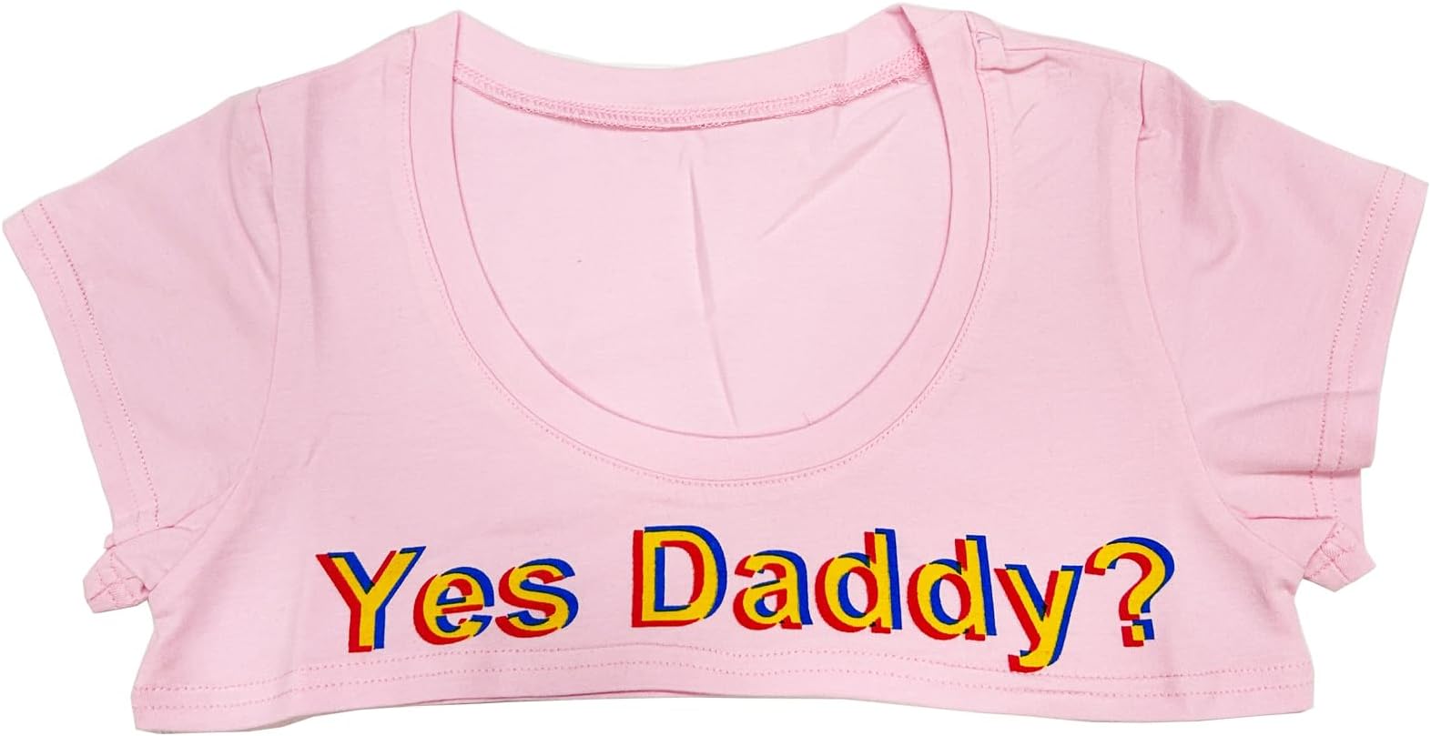 KKmeterYes Daddy Crop Tops Girls Women's Short Blouse Funny Cotton T-Shirts Bedroom Party Cosplay Costume