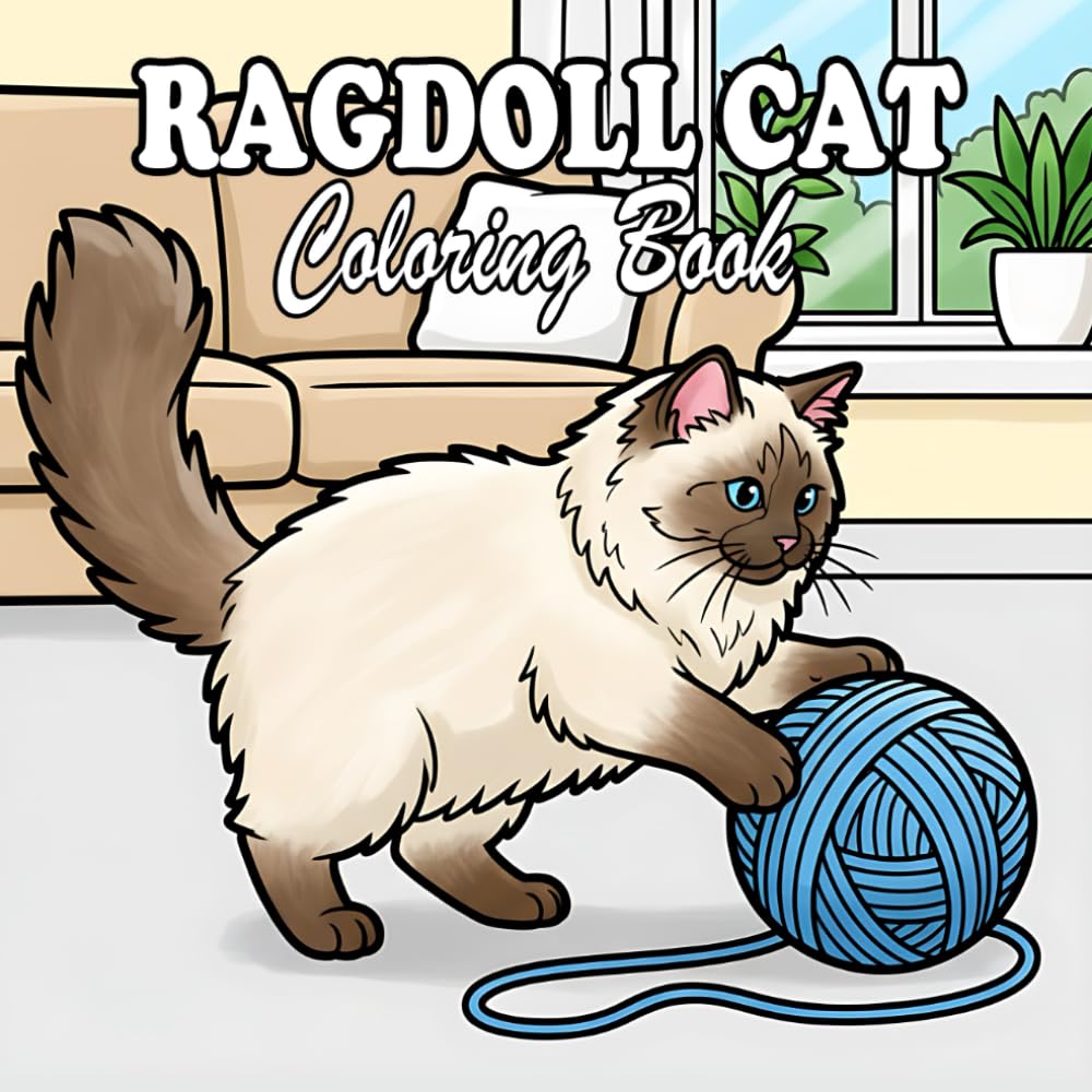 Ragdoll Cat Coloring Book: Fluffy & Cozy Ragdoll Cats for Kids and Adults