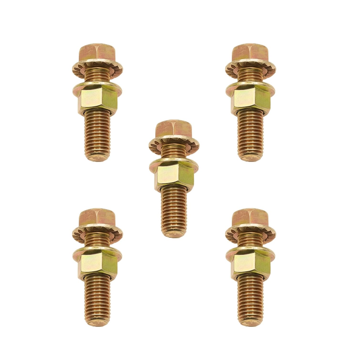 5 Sets Exhaust Serrated Flange Spin Bolts with Nuts M10-1.25 x 33mm