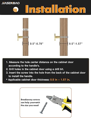 Miniatura 7 de Paquete de 10 pomos dorados cepillados para gabinetes, tiradores planos de latón para cajones de cocina, armario de baño, vestidor, manijas de
