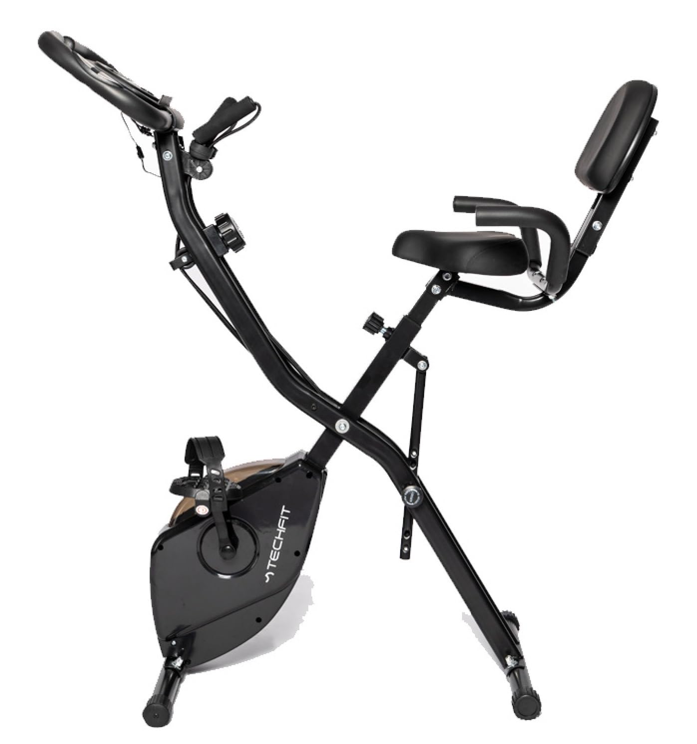 TechFit Cyclette XB300N pieghevole, fino a 120 kg | 8 livelli di resistenza, computer LCD, sella imbottita regolabile, porta-tablet e ruote di trasporto