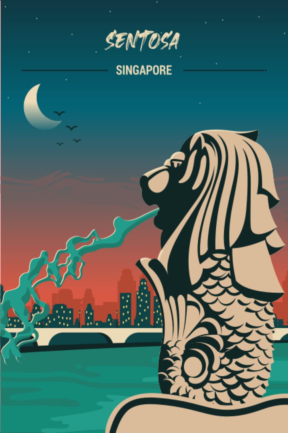 Sentosa: best NoteBook to write about travel to Sentosa / Singapore / Wide Ruled Paper Notebook (6 x 9) / 120 page ( Sentosa Composition Note books).
