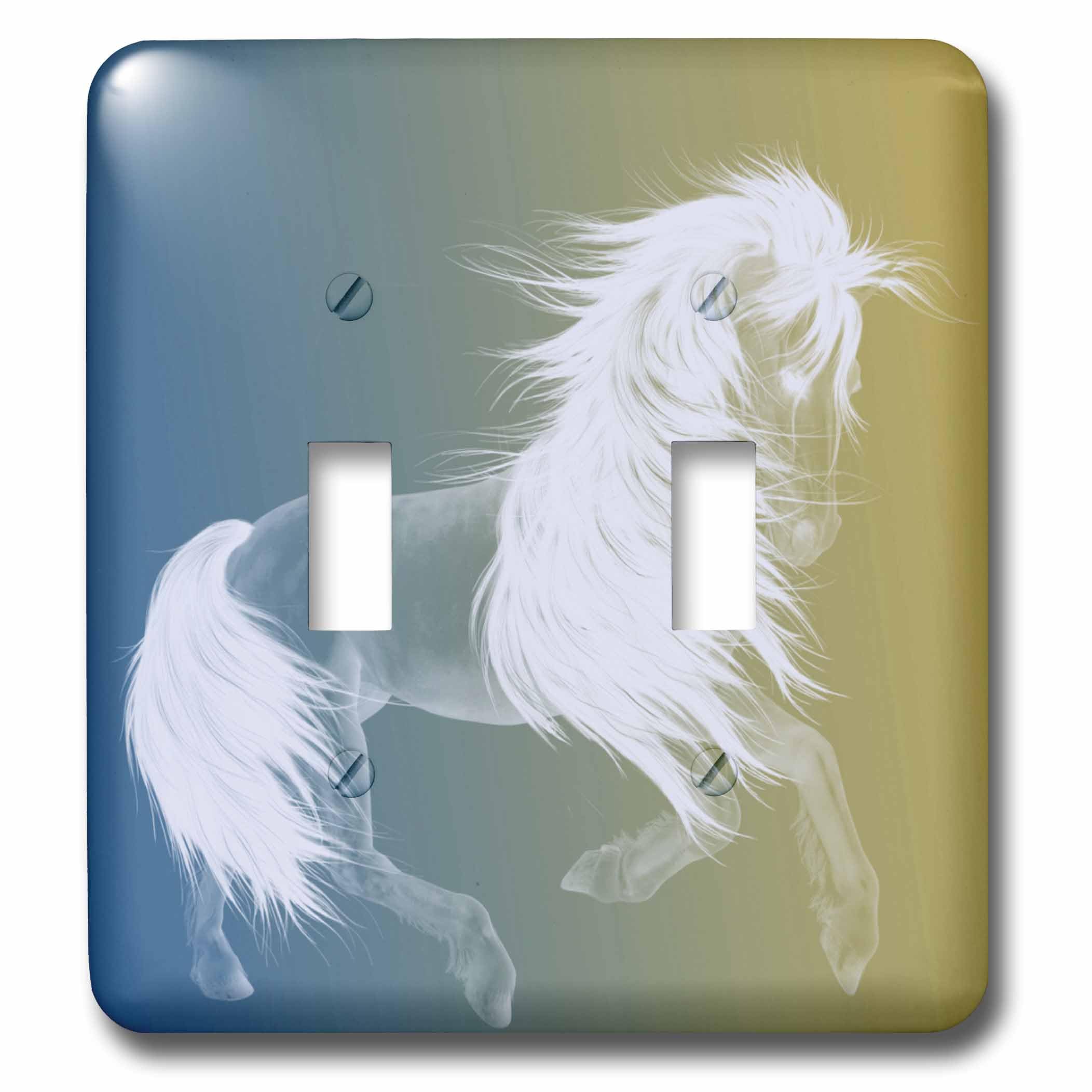 Interrupteur à bascule double motif cheval poétique or et blanc pour salon cosy