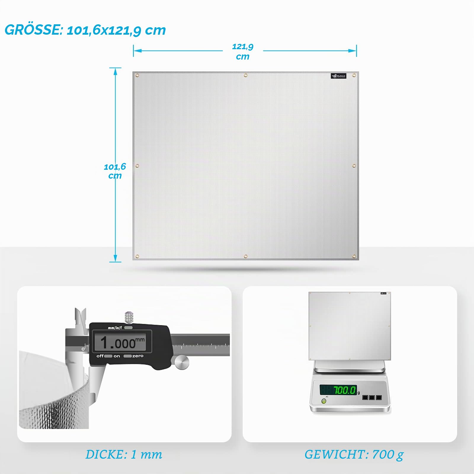 FLASLD Aluminium-Hitzeschutzmatte für Grill, Herd, Ofen und Kühlschrank, feuerfeste Abdeckung und Bildschirmschutz für Deckgeländer vor Grill (101,6 x 121,9 cm)
