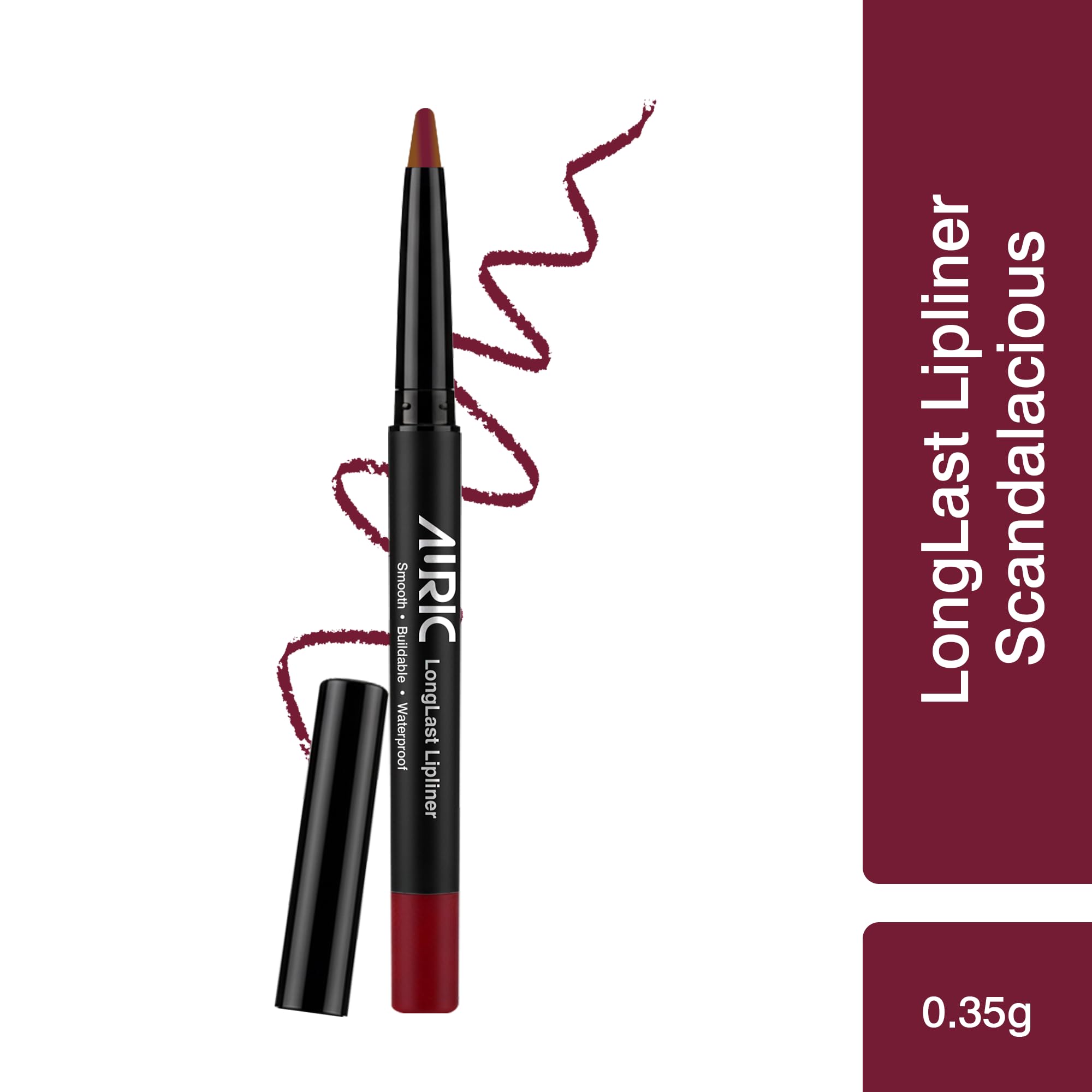 Auric LongLast Lipliner (0.35g) I Creamy, Smooth, Long-Wearing, Highly Pigmented I Enriched with Coconut Oil & Vitamin E (Scandalacious)