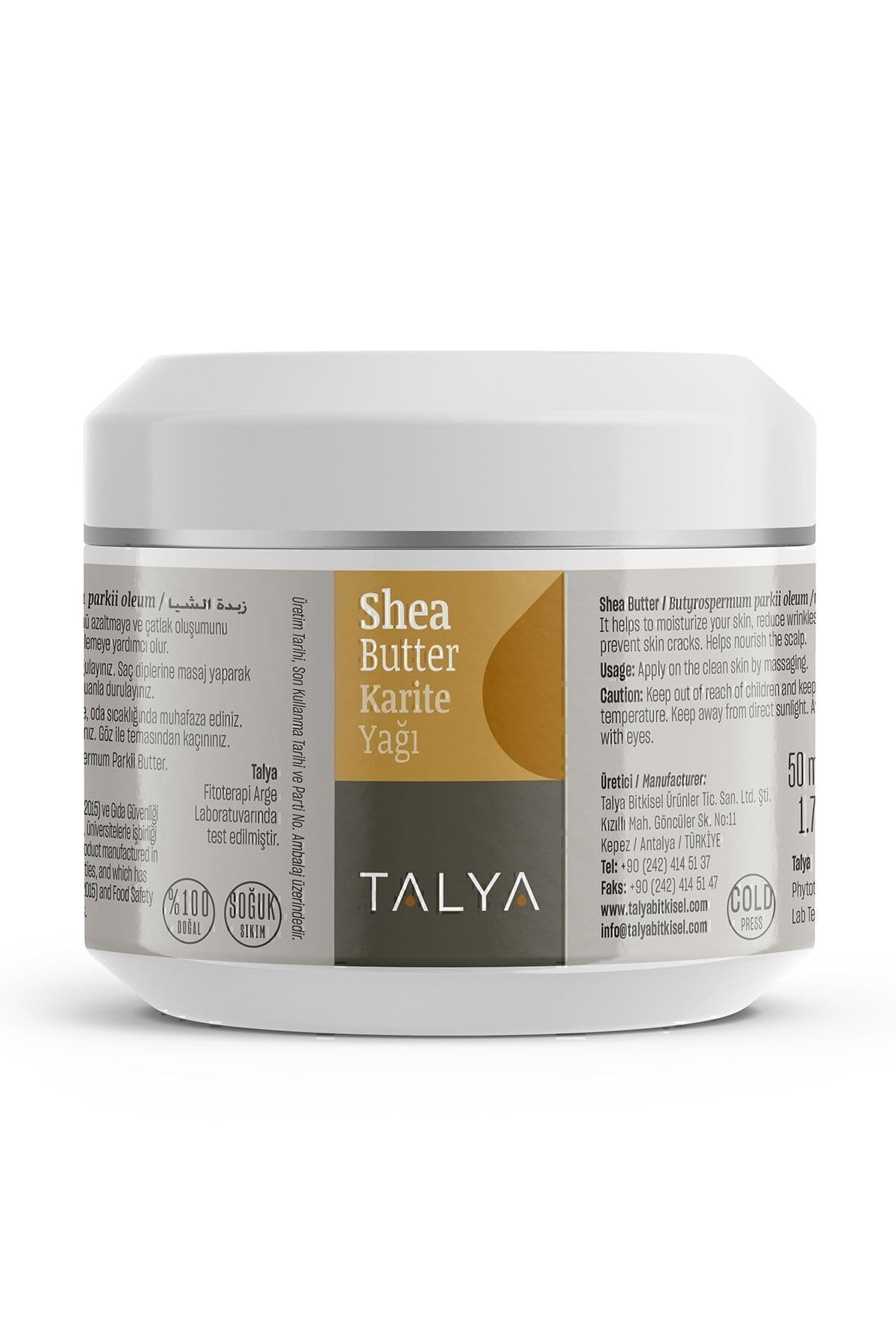 Talya Shea Butter (Karite Yağı), Soğuk Sıkım,%100 Saf Ve Doğal, 50 ml