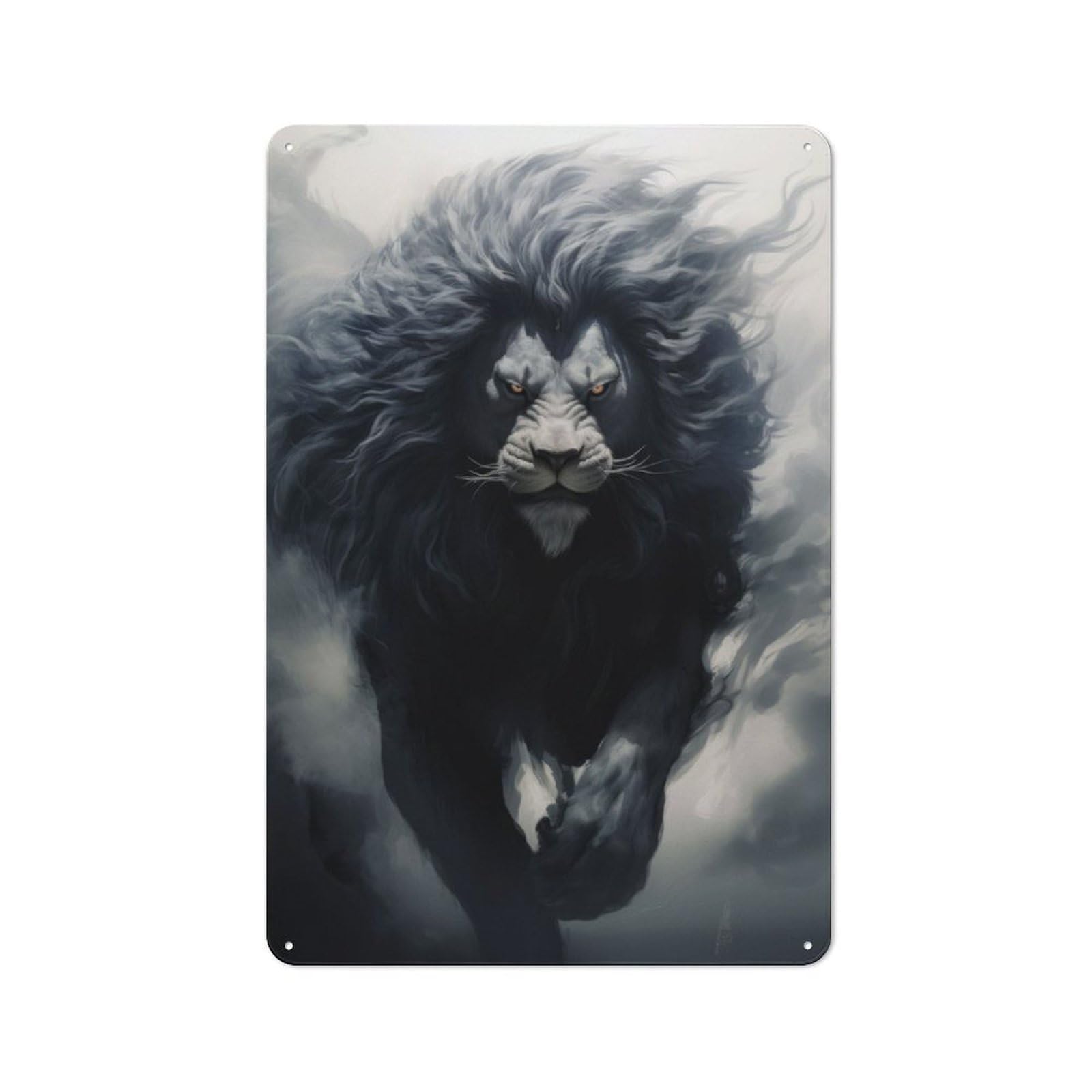 Junmoney Running Dark Lion Vintage Tin Sign 30X20cm With For Garage Wall, Suited To People Furnishing A Garage
