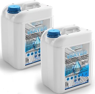 GiDeli Agua desmineralizada 2 x 10L de agua destilada para planchas, baterías, radiadores, humidificadores, acuarios y laboratorios agua sin cal, inodoro, transparente