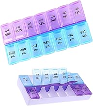 7-Day Pill Box - Pill Boxes 7 Day 2 Times A Day-Daily Medication, Pill Organiser,Tablet Tablet Organiser for Travel (Blue-Violet)