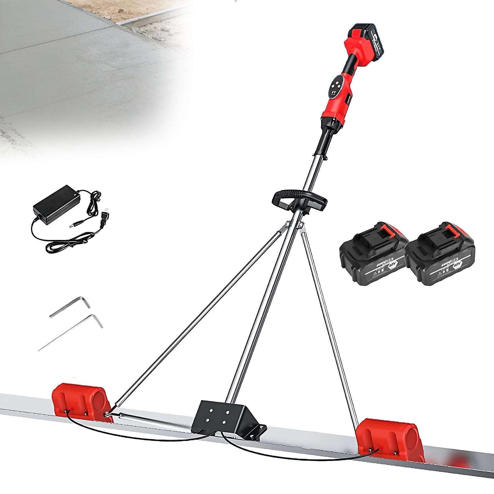 Regla Vibratoria Profesional para Construcción, Herramienta de Nivelación Sin Cable con Regla Inox 1.5m 1.8m 2m, Motor Brushless Potente para Acabado de Superficie(1.8M)