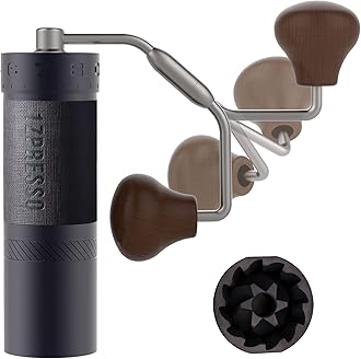 1Zpresso J-Max S Manual Coffee Grinder Iron Gray, Coated Conical Burr,Foldable Handle, Magnet Catch Cup Capacity40g, Numerical Adjustable Finely Setting, Faster Grinding Efficiency ideal for Espresso