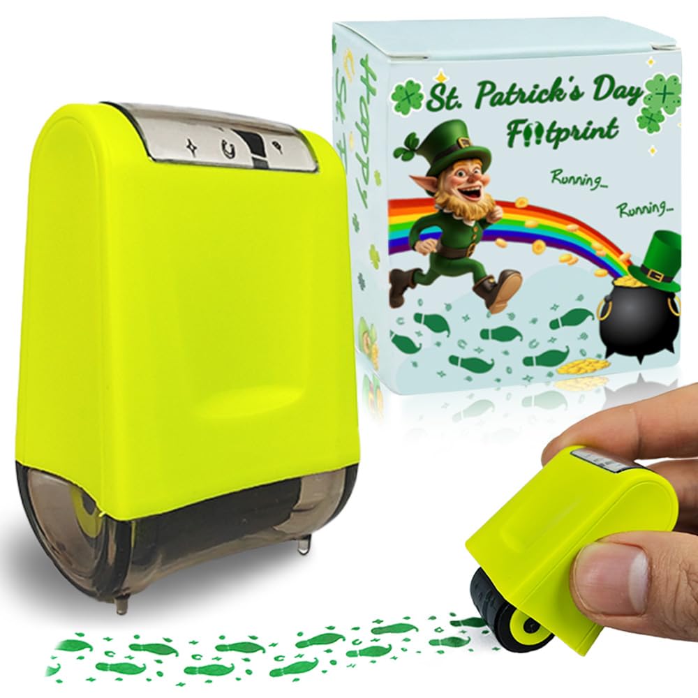 St. Patricks Day Leprechaun Footprints Stamp Leprechaun Trap DIY Craft Decorations Tiny Mini Feet Small Coins Shamrocks Irish Elf Saint Paddy Patty's Accessories Decals Gifts Party Favors