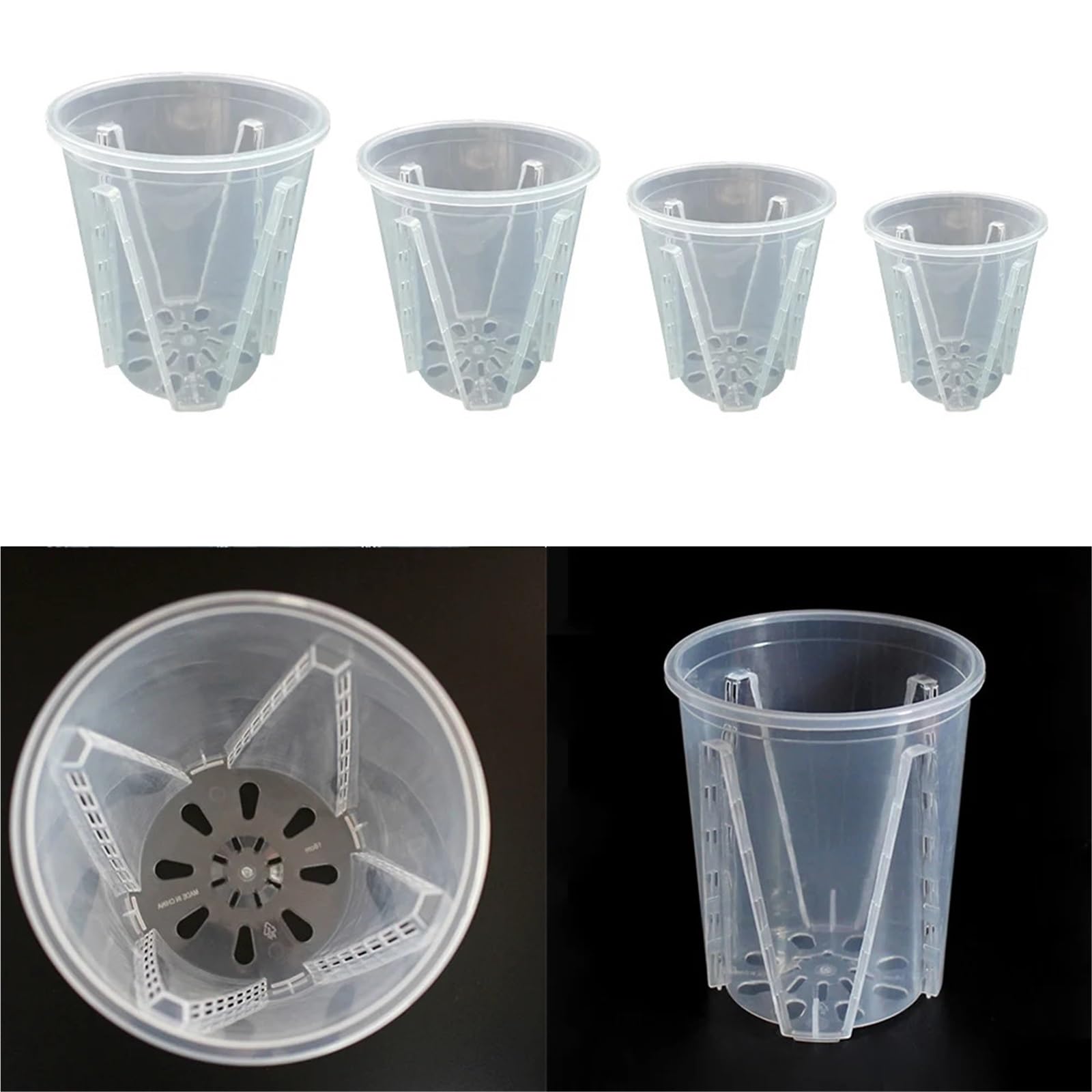 Przezroczyste plastikowe rośliny Przezroczyste doniczki z ABS do sukulentów z otworami, 10-16cm, 6 szt(16cm)