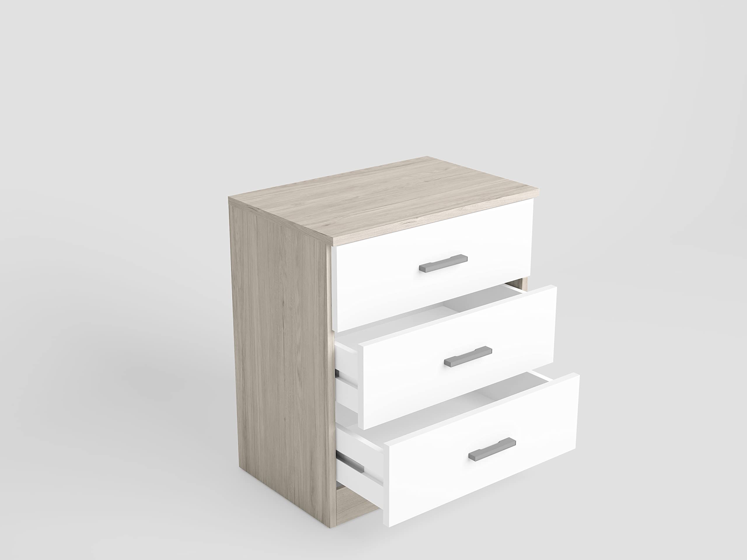 LIQUIDATOR Mesita de Noche 3 cajones Color Sahara/Blanco Mate 50x58x33.3