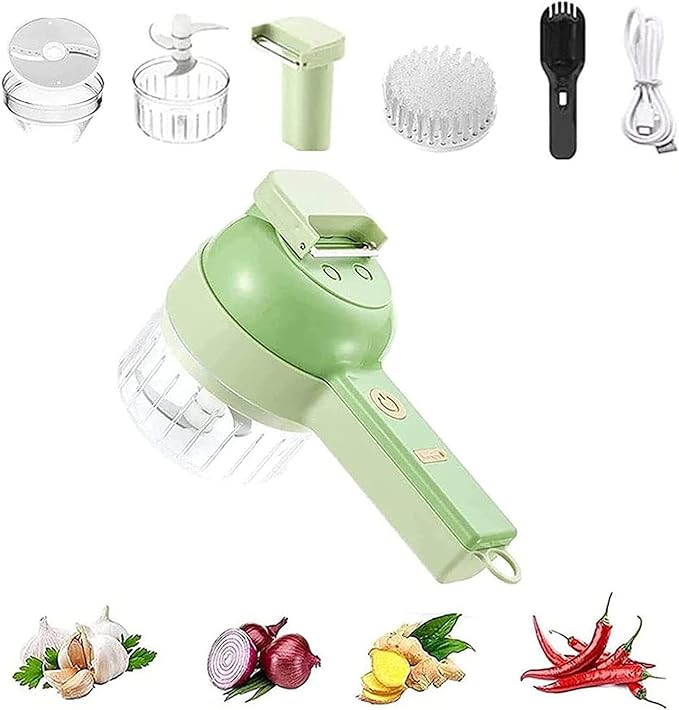 4 in 1 Handheld Electric Vegetable Cutter Set, Gatling Vegetable Cutter