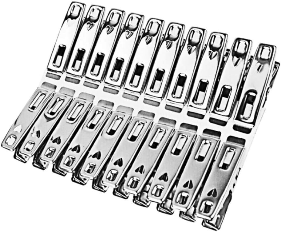 20pcs/a Set of Stainless Steel Clip Clothes Photo Paper Pin Clothespin, Craft Clip Decoration Metal Clip Set Household Storage