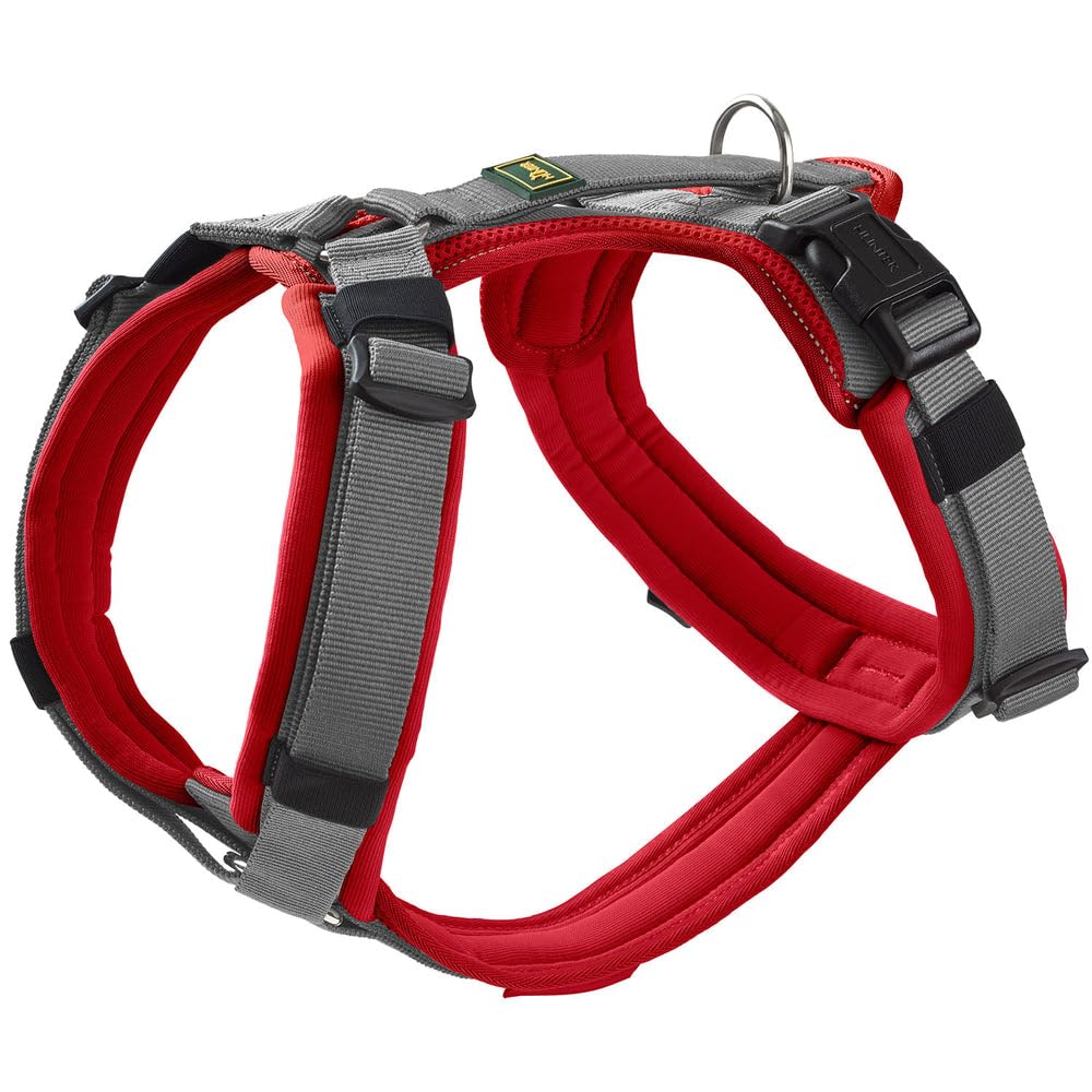 Hunter Maldon UP Dog Harness, Soft Padded and Comfortable, Highly Reflective by 3M Scotchlite, Adjustable to 4 Positions, with Padded Handle (from S-M), Size: S-M