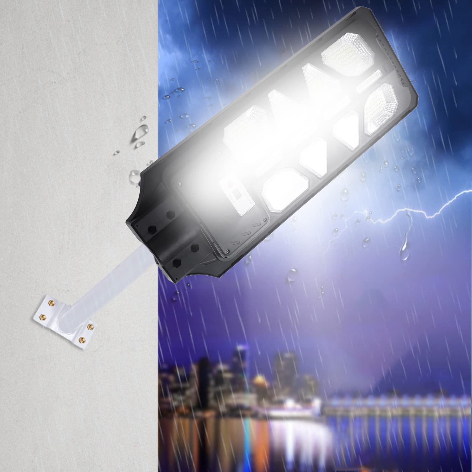 Solar Dusk to Dawn Parking Lot Lights Luci di Inondazione Solari 200W 7500K 12 Head Outdoor Sensore di Risparmio Energetico Impermeabile Lampione Stradale