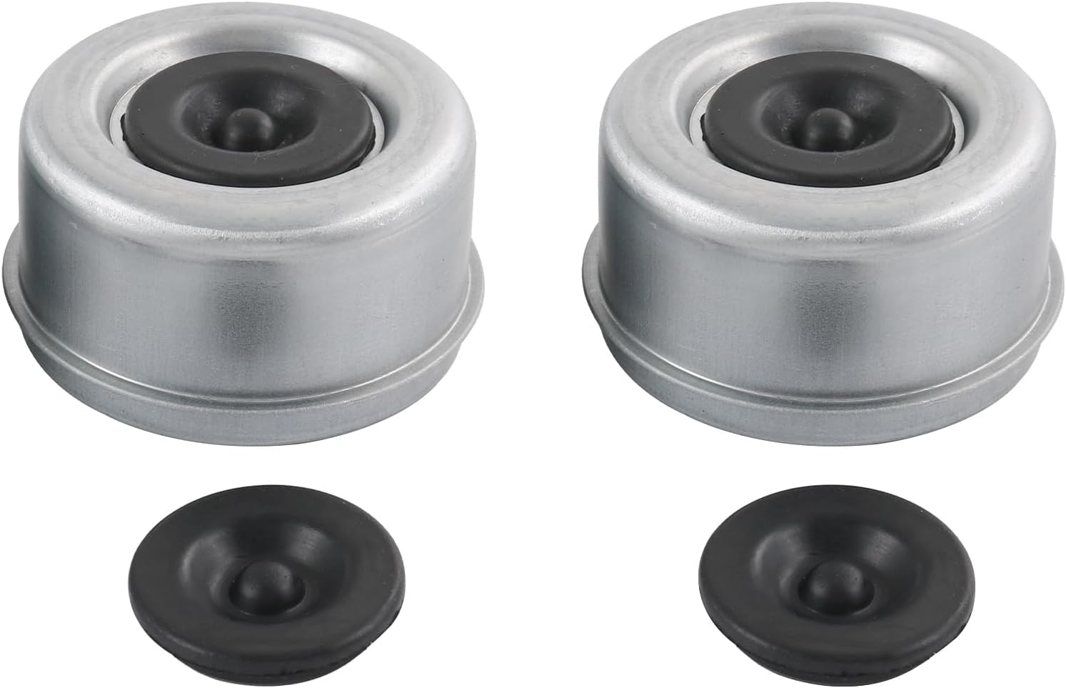 2pcs 2.72" Trailer Axle Wheel Hub and Bearing Dust Cap with Extra 2 Rubber Plugs for