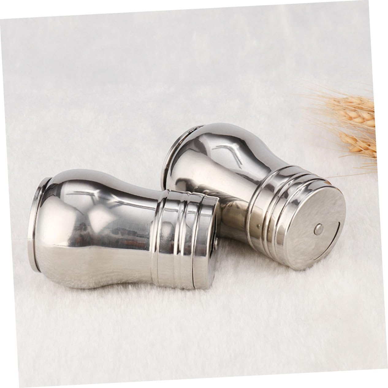 2Pcs Stainless Steel Seasoning Jar with Rotating Cover for Salt Pepper