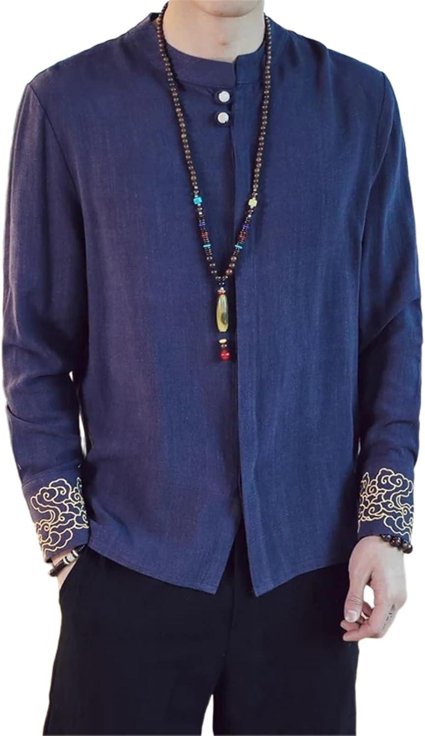 Men Shirts Traditional Kung Fu Tai Chi Cotton Linen Tang Suit Uniform Shirt and Blouses Chinese Style