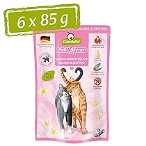 GranataPet DeliCatessen salmone e frutti di mare, cibo umido per gatti, cibo per gatti per buongustai, cibo senza cereali e senza zucchero, 6 x 85 g