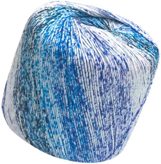 Lace Thread Soft Cotton Yarn for Crochet: Sky Blue Variegated Thread for DIY Knitting Projects Perfect for Scarves Hats and Crafting