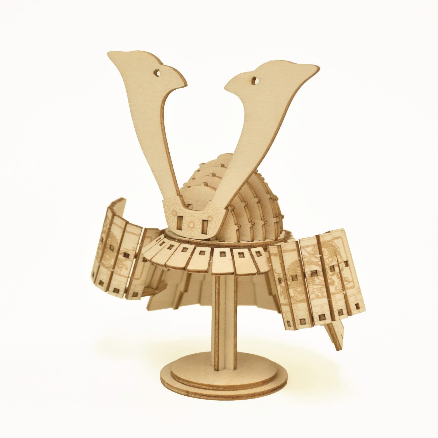 wa-gu-mi Kabuto Samurai Warrior Helmet Wooden Japanese 3D Puzzle - Fun DIY Wood Craft Kits - Ideal Gift for Birthdays and Party Favors