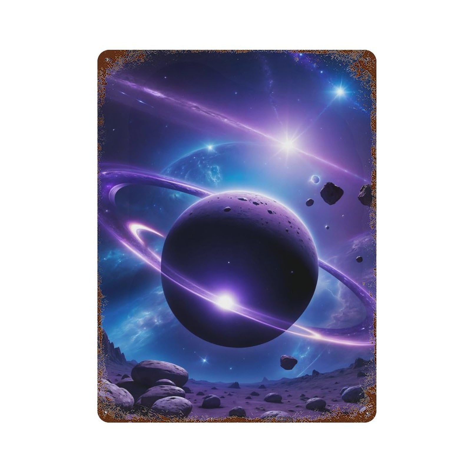 Rings Saturn Planet Vintage Metal Tin Sign 15.7"x11.8", Farmhouse Wall Decor for Living Room, Hallway And Home Decor