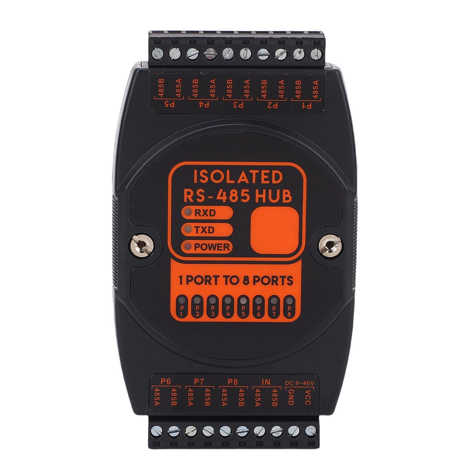 Ejoyous Hub 485, Ripetitore 485 Isolato in ABS 1 Ingresso 8 Uscite, Isolamento 2500 Vrms da 9 a 40 V CC da 300 Bps a 115,2 Kbps, per Espansione di Rete Industriale e Sistemi di Controllo per Esterni