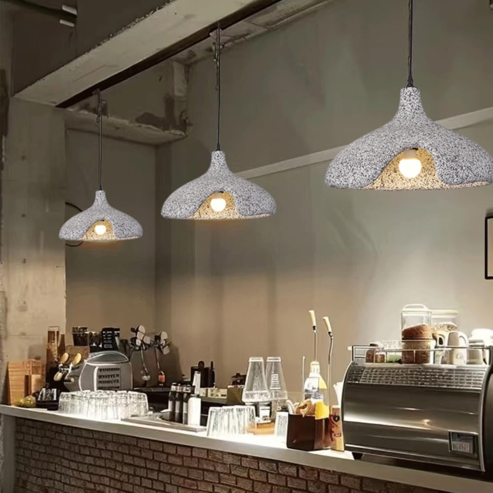 Lampa wisząca ze styropianu o wysokiej gęstości, regulowana podstawa E27, kształt kamienisty, w stylu Wabi-Sabi, idealna na wyspę kuchenną, do biura, na balkon, kawiarnię lub winiarnię.