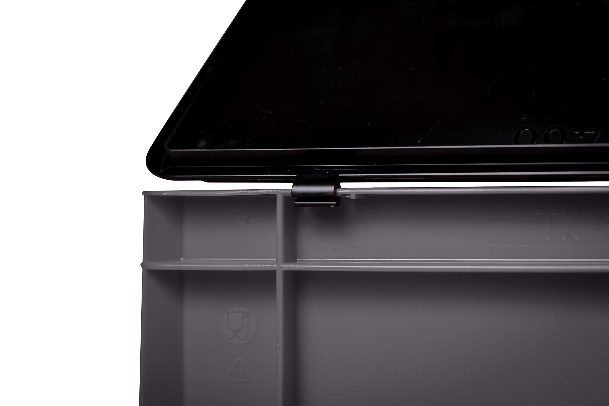 1a-TopStore Stabile Profi Aufbewahrungsbox Stapelbox Eurobox Stapelkiste mit Deckel, Kunststoffkiste lieferbar in 5 Farben und 21 Größen für Industrie, Gewerbe, Haushalt (grau, 40x30x33 cm)