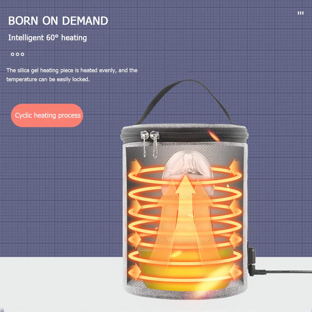 Bolsa de calefacción de leche para bebé, calentador de biberones de coche de 3,8 L, bolsa de calefacción de leche, bolsa de viaje para colgar alimentos, calentador de alimentos con pantalla LCD, Gray,