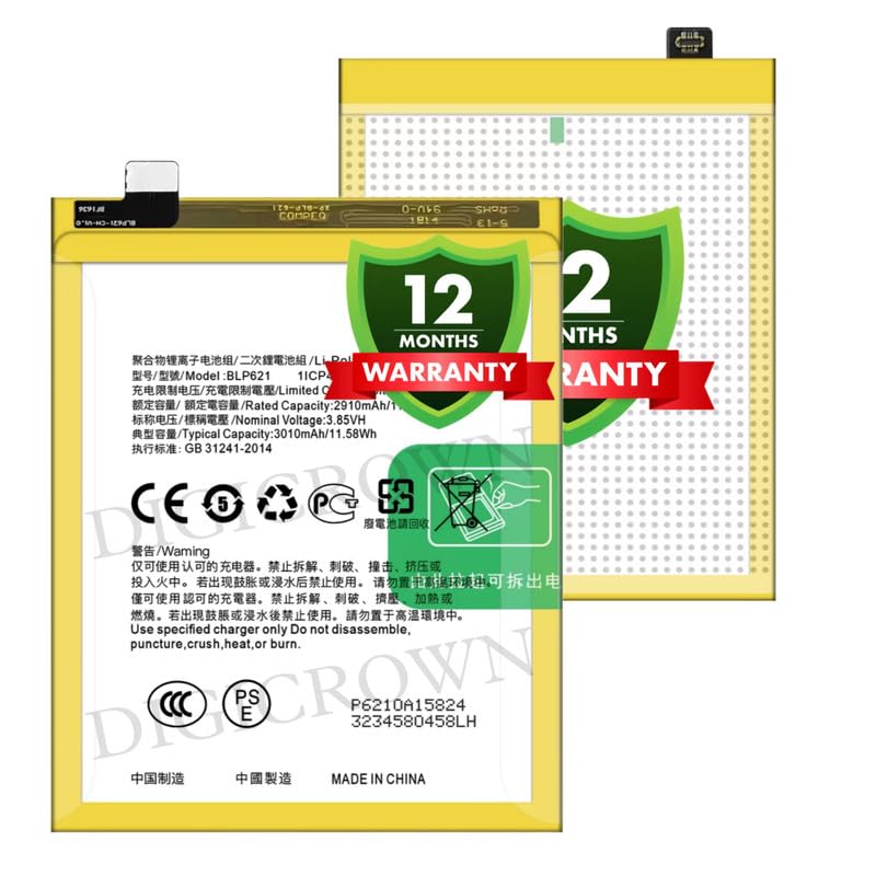 Image of Original Part BLP621 Compatible for Oppo R9s - (3010.mAh) - 1 Year Warranty