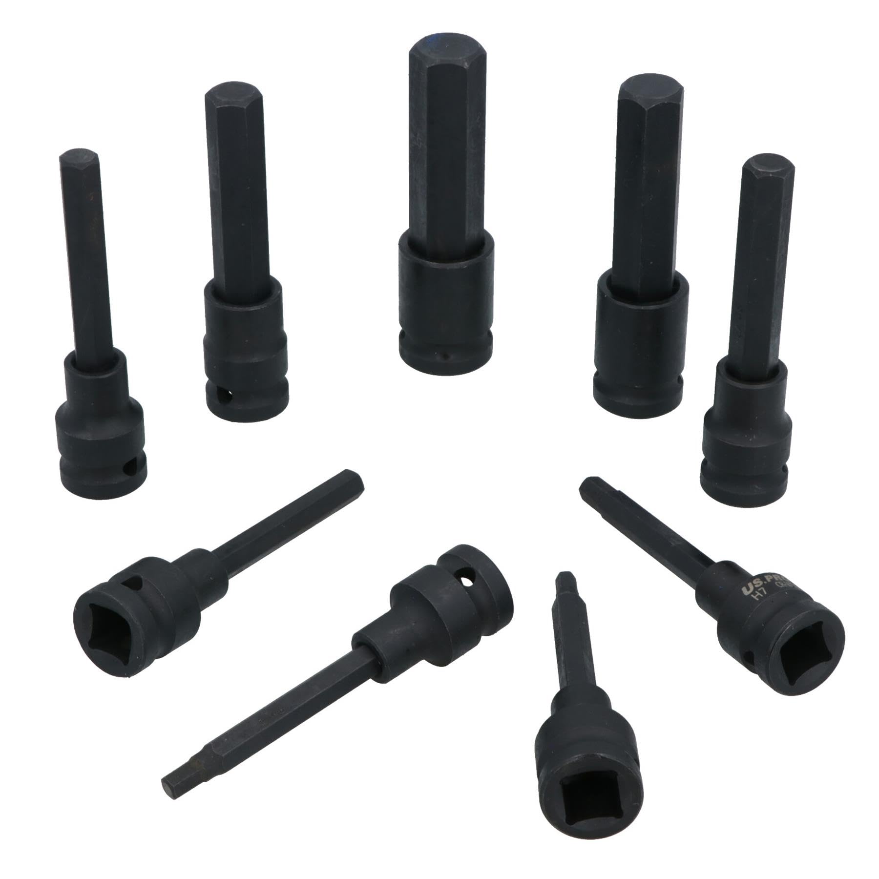 Metryczne nasadki imbusowe z głębokim uderzeniem 1/5.1 cm Napęd 5 - 19 mm 9 szt. 100 mm