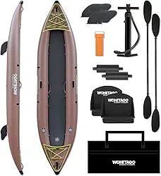 Caiaque inflável de PVC com piso de ponto de gota, caiaque de turismo recreativo com pá de caiaque, bomba de mão e bolsa de transporte, 1-2 pessoas