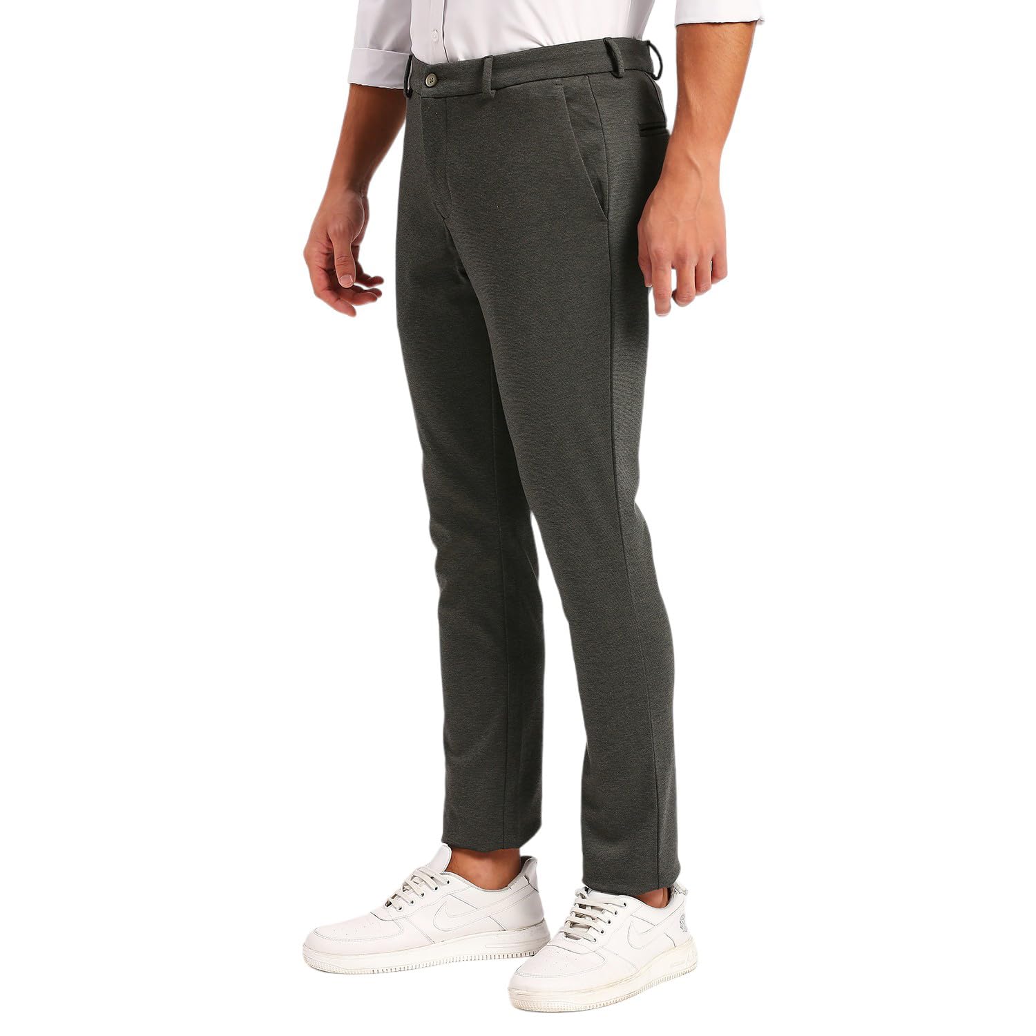 saintx Men's Premium Stretchable Knitted Casual Punto Pants | Skinny Slim Fit | 360° Power Stretch | Office/Party/Workout | Wrinkle Resistant | Fashionable Trouser | Shirt- Grip Expandable Waistband-picture-13