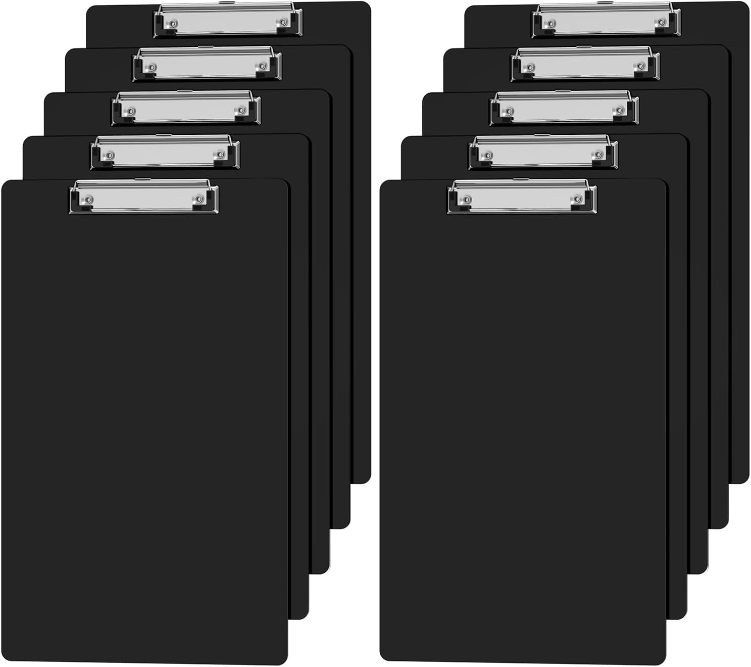Legal Size Clipboard, Black Plastic 8.5 x 14 Clip Board for Lawers, Heavy Duty Butterfly Clip, 9 x 15 in, Office & School Supply(Pack of 10)