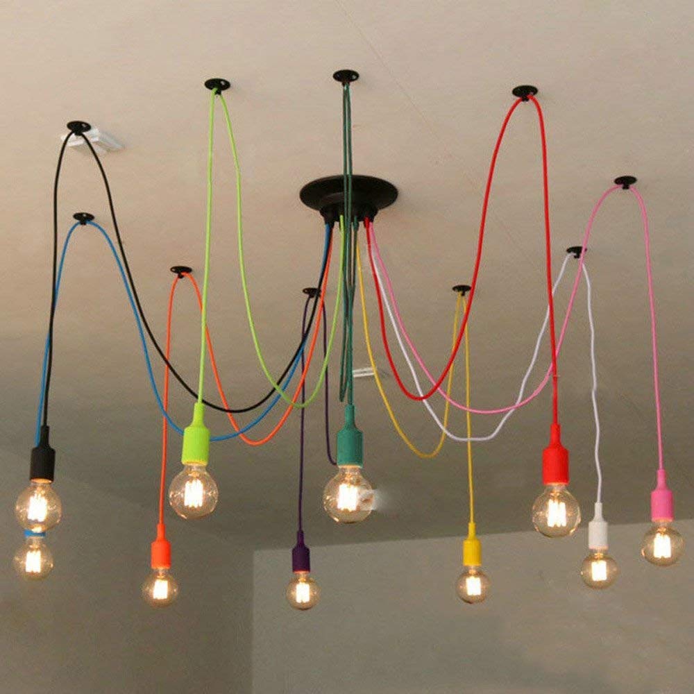 Lámina de Línea Colgante 12 Luces |Atentable Ajustable Bricolaje Lámparas de Araña de Suspensión de Techo |Examen de Restaurantes Sala de Estar Café Cartel de Iluminación Colgante |Mú